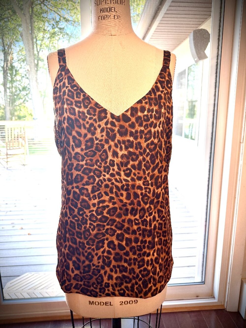 WHBM Reversible Floral Leopard Cami Tank Blouse M